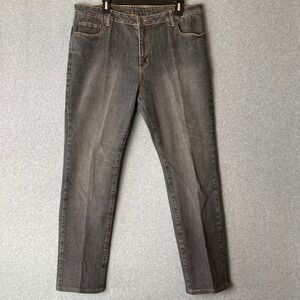 Jeanology Collection Womens 16W Charcoal Gray Straight Leg Jeans V0430 High Rise